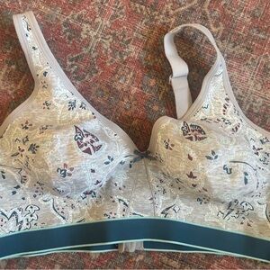 Cacique Floral Lace Bra in Gray and Blue